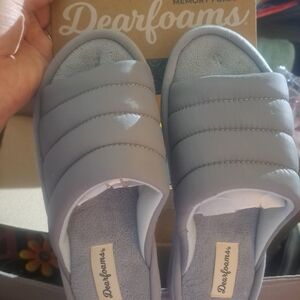 Dearfoams Gray Memory Foam Slippers